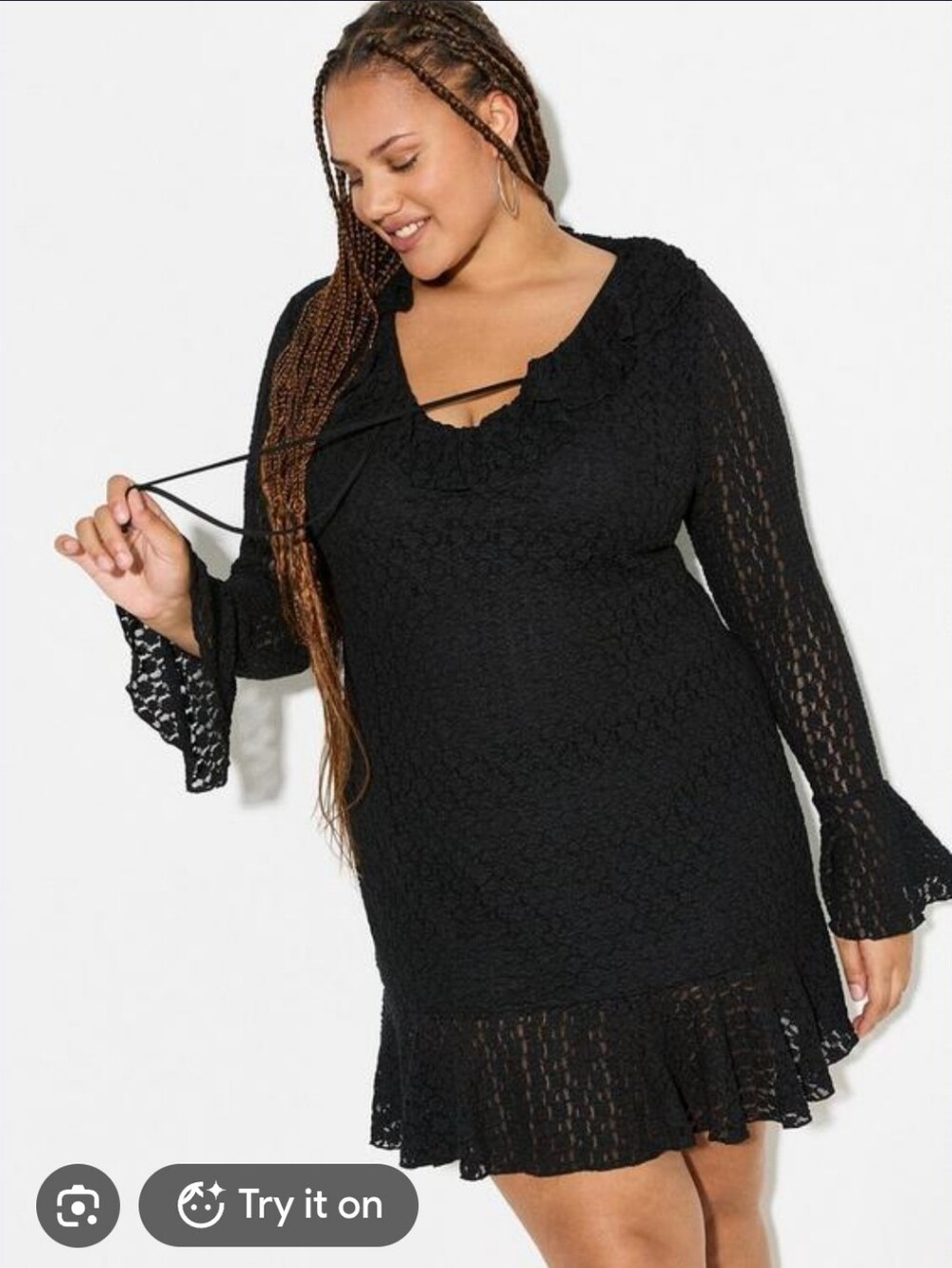 Torrid X LoveSick Ruffle-Front Bell Sleeve Dress, Size 2x NWT